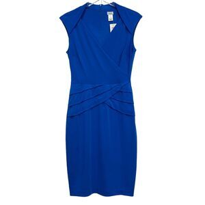 Vintage Y2K Cache Blue Knit Mob Wive Pencil Dress Women's Size 8